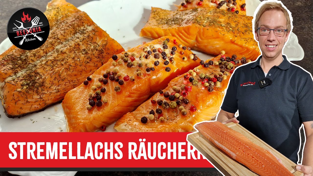Goldbrauner Stremellachs aus dem Beelonia-Räucherofen als Beispiel für die Räuchertemperatur